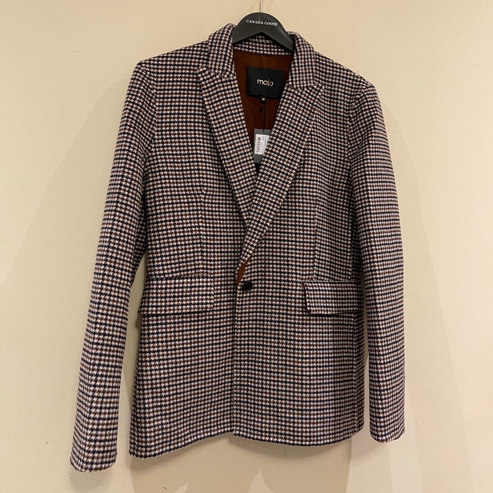 MAJE DOUBLE-SIDED CHECKERED FITTED JACKET - Picture 6 of 13